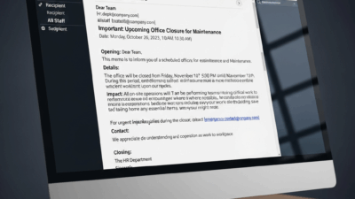 All-Staff Memo Email Format Example