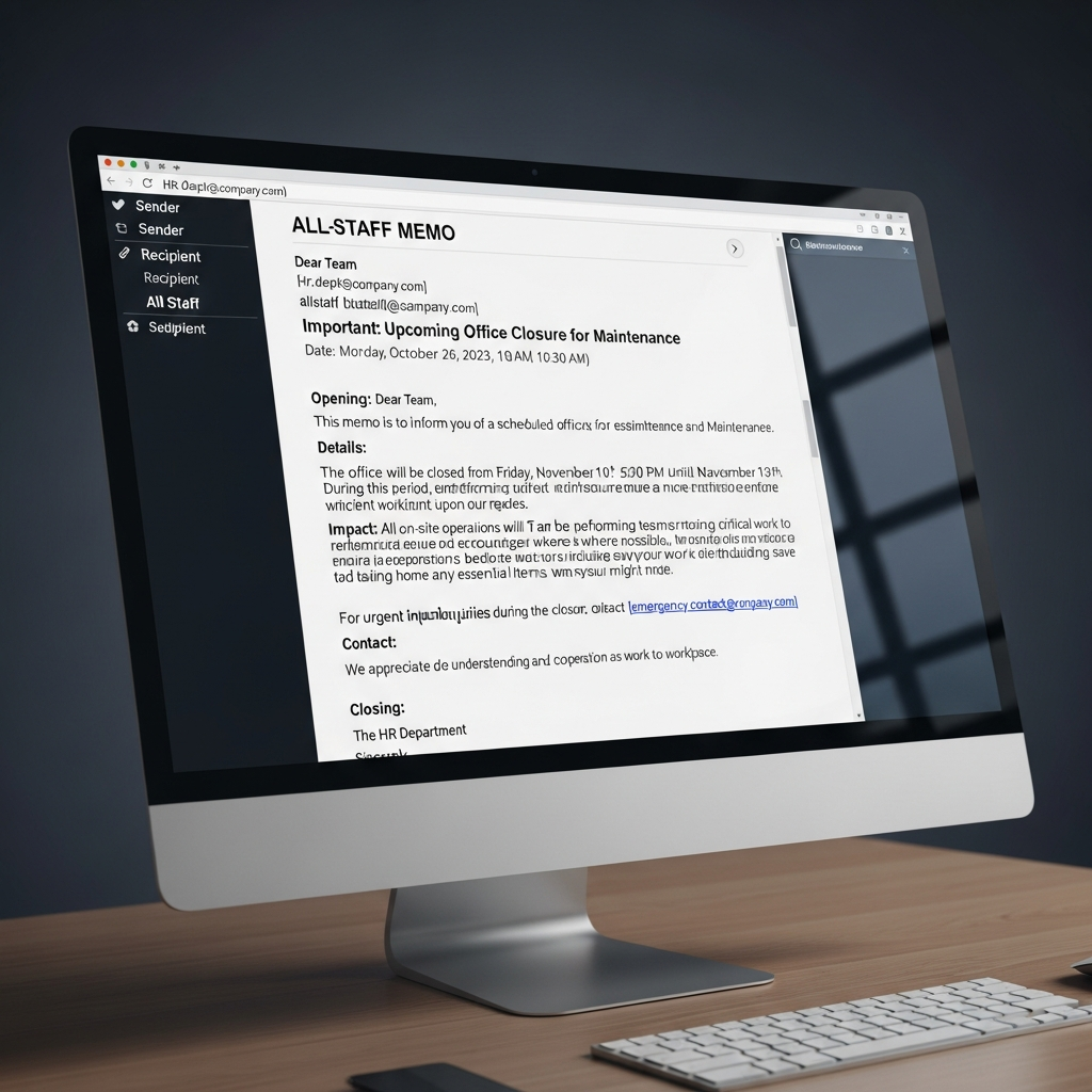All-Staff Memo Email Format Example