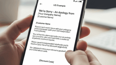 Apology Email Template To Customer US Example