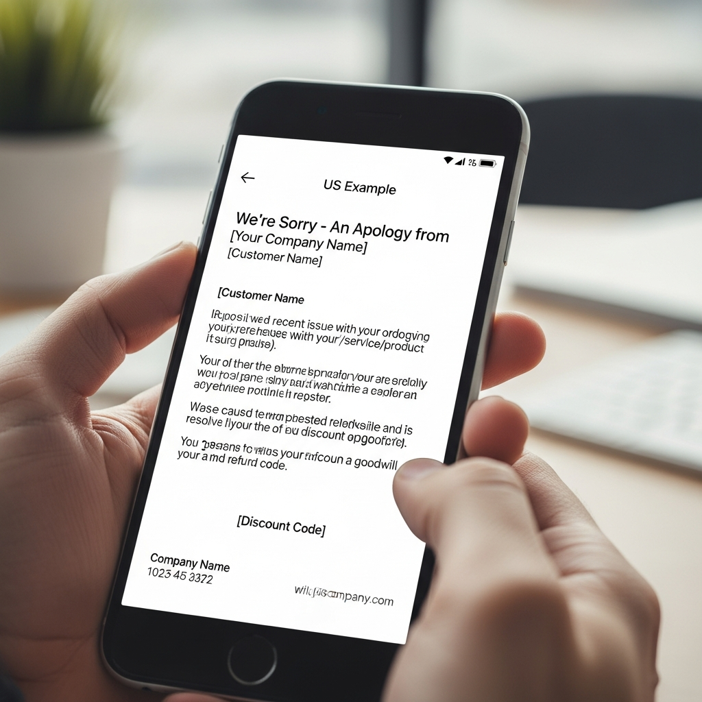 Apology Email Template To Customer US Example