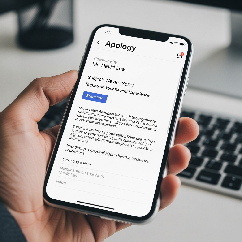 Apology Email Template To Customer US Example