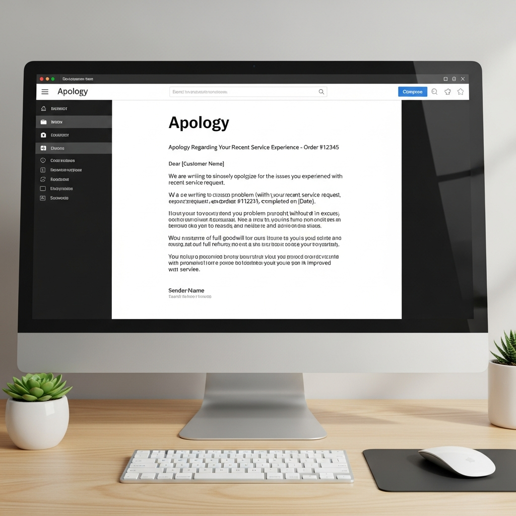 Apology Email Template To Customer US Example