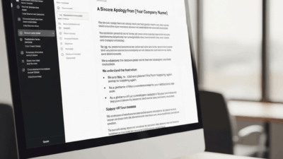 Apology Email Template To Customer US Example