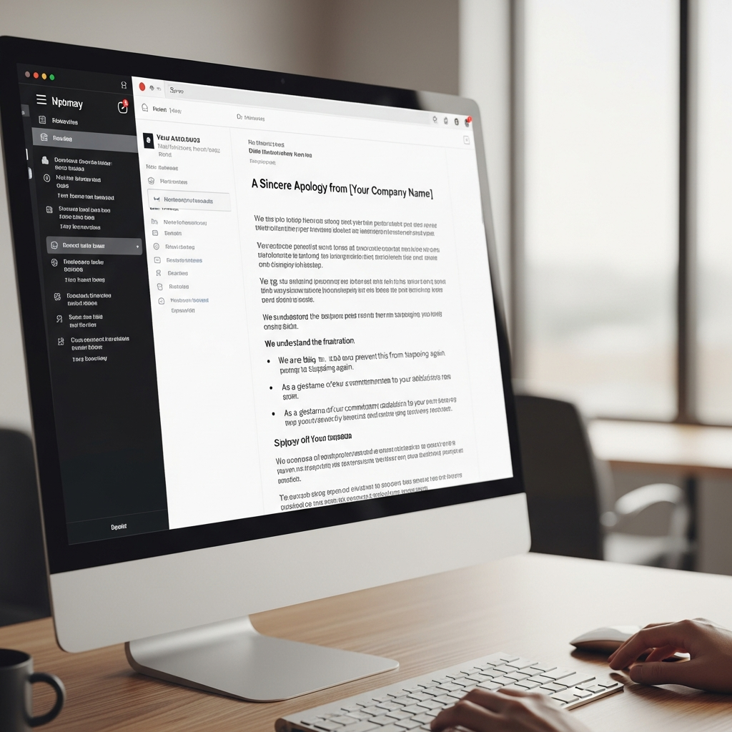 Apology Email Template To Customer US Example