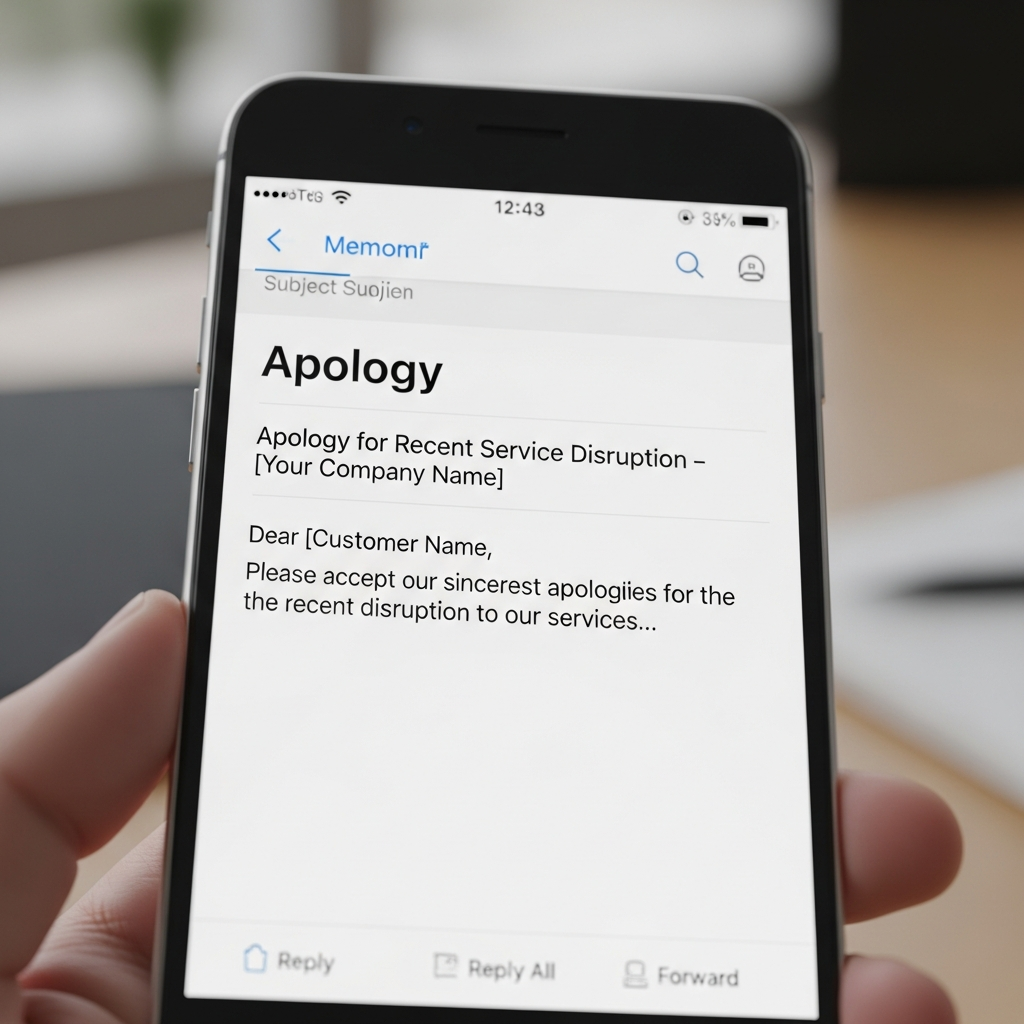 Apology Email Template To Customer US Example