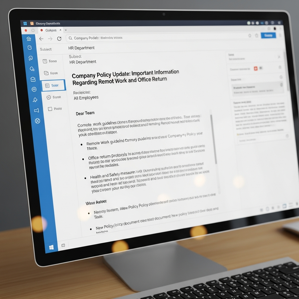 Company Policy Update Email Sample Example