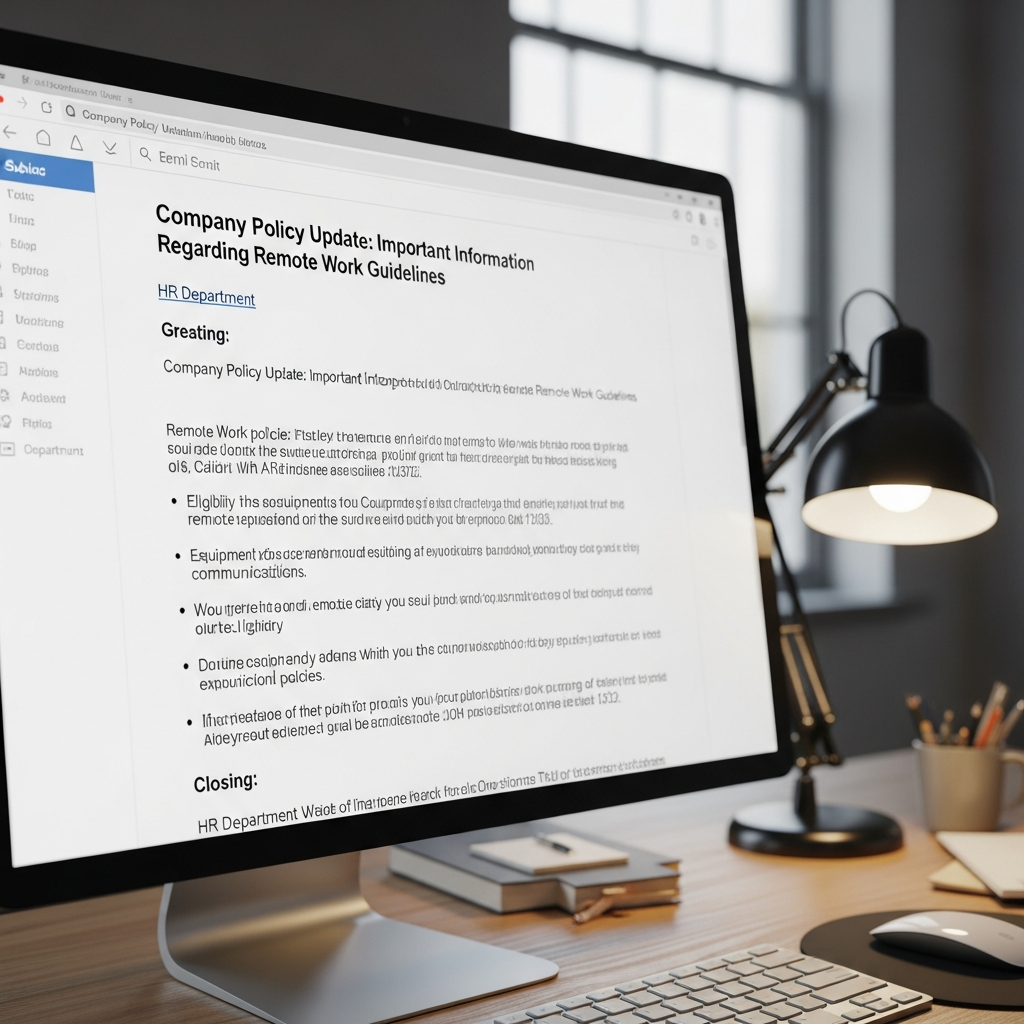 Company Policy Update Email Sample Example