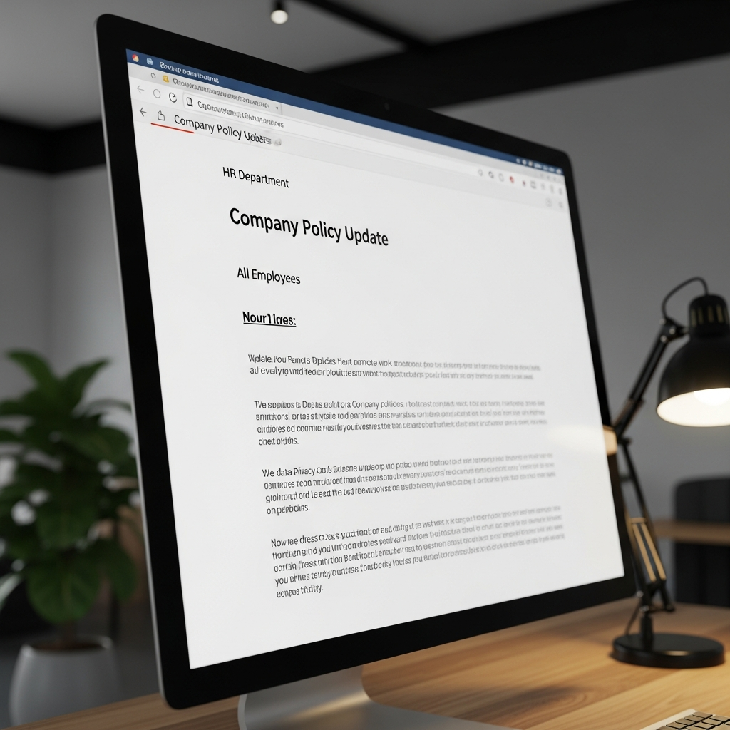 Company Policy Update Email Sample Example