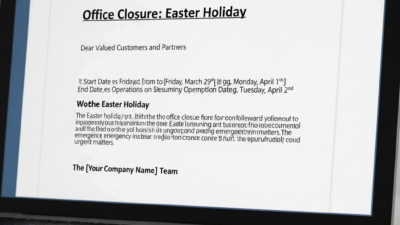 Easter Holiday Office Closure Email Sample Example