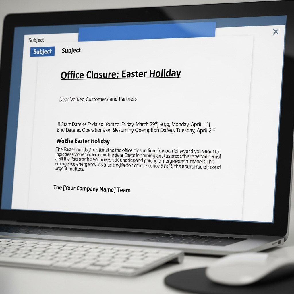 Easter Holiday Office Closure Email Sample Example