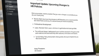 HR Policy Change Announcement Email Example