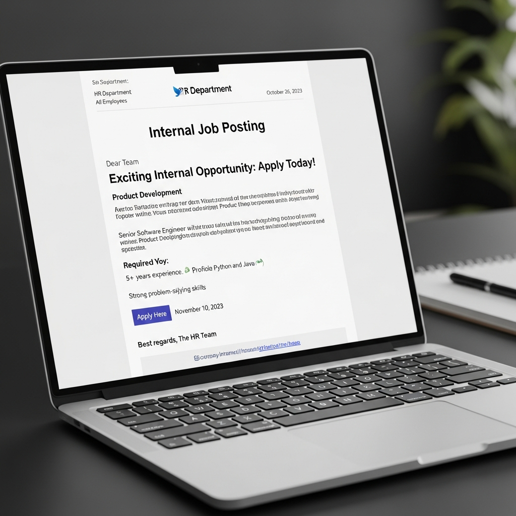 Internal Job Posting Email Announcement Example