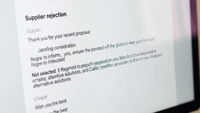Supplier Rejection Email Professional Example